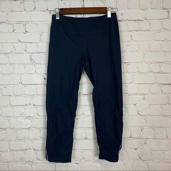 Zella Womens Small s/p Blue Reflective Cropped Running Yoga Athletic Pants - Picture 1 of 9